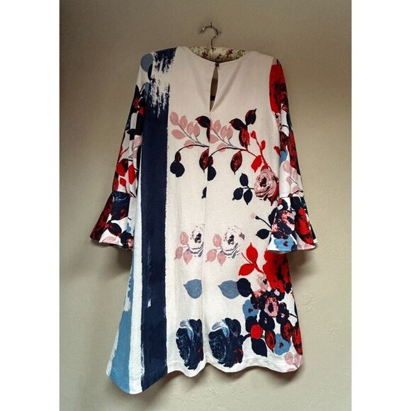 Anthropologie Maeve Womens Large Ruffle Sleeve Floral Shift Dress Stretch Casual - Picture 2 of 9